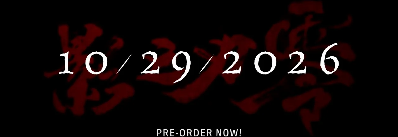 The date 10/29/2026 in white over large red brush strokes, above the words Pre-order now.