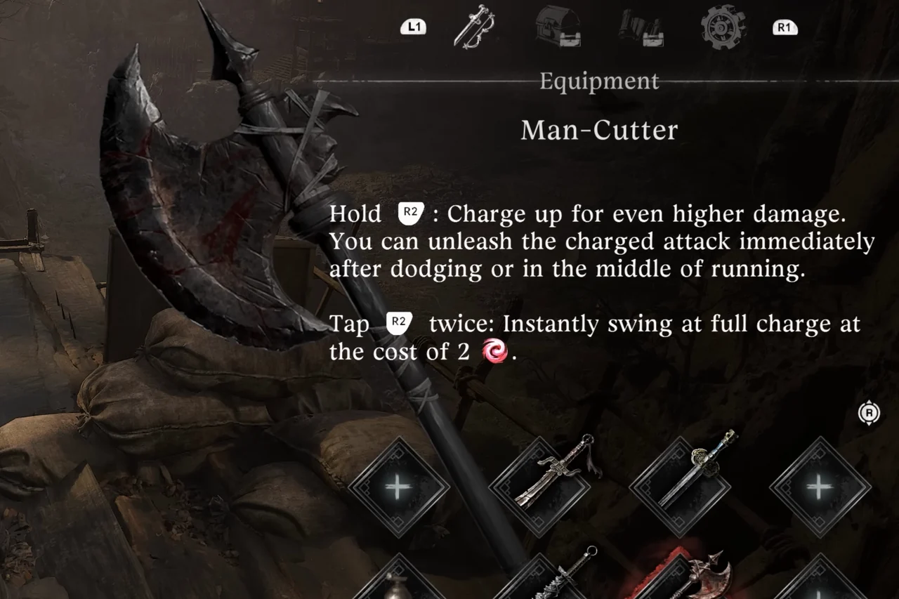 A long-handled axe with a broad blade beside an equipment panel.