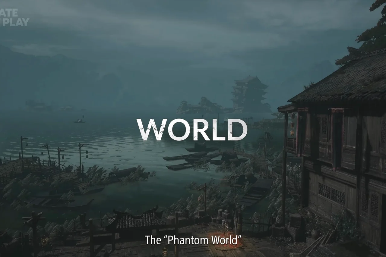 A misty lakeside village; the word “WORLD” on screen.